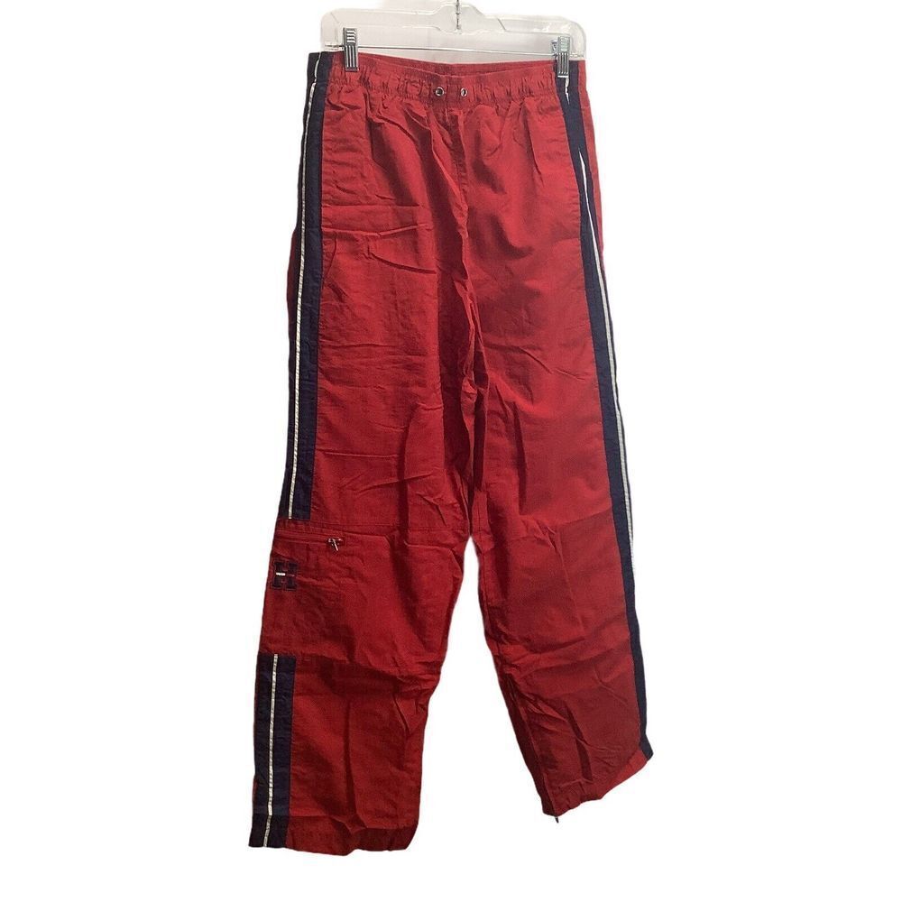 Tommy Hilfiger Red Track Pants Warm Up Pants‎ 30" Inseam Stripes size S/P Womens